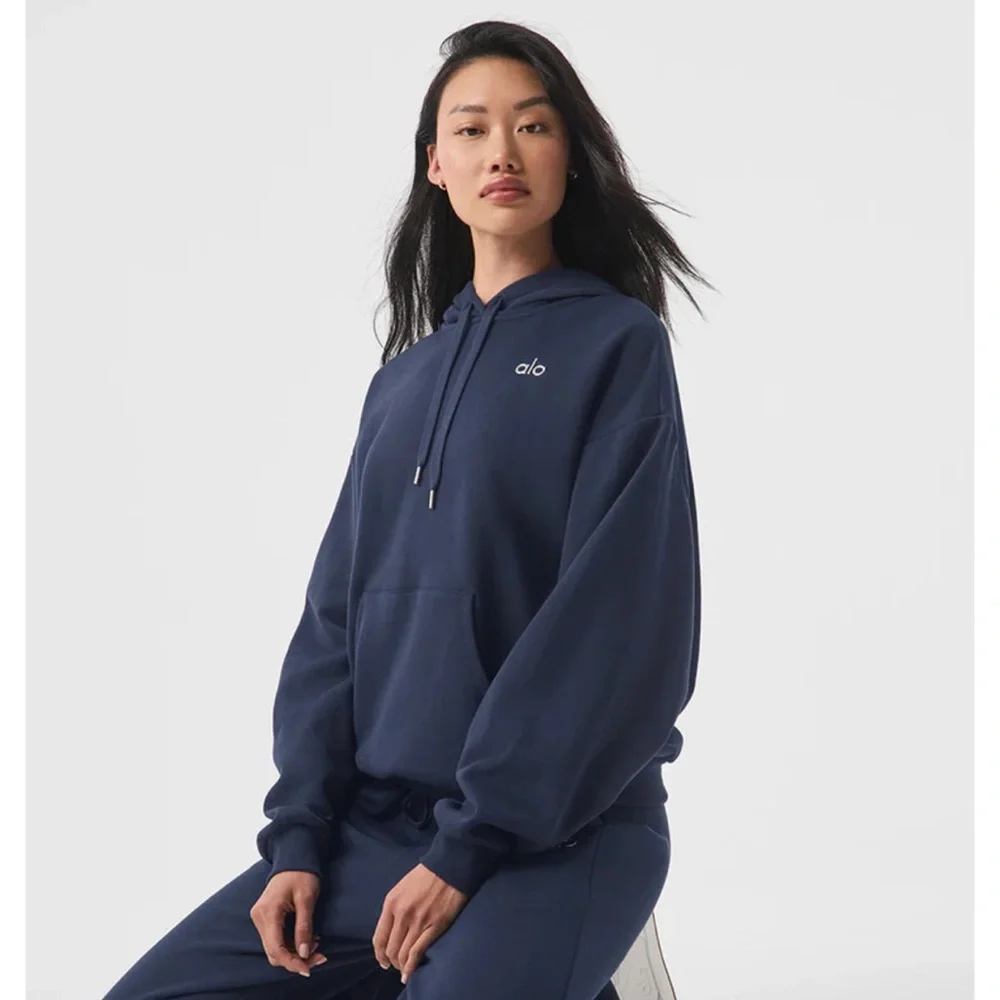 ALO Yoga Navy Blue Set: Hoodie and Cuffed Sweats - Picture 1 of 5